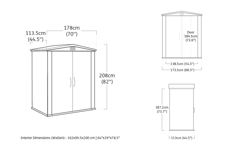 Caseta de exterior Factor 6x3 - 178x113,5x208 cm y 2m2 - Marrón